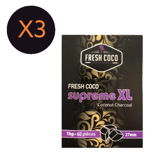 Pack Charbons FreshCoco Supreme XL - Lot de 3 - L'As des Chichas